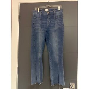 Nicole Miller Soho High Rise Ankle Boot Jeans Light Wash Frayed Hem‎ Size 12